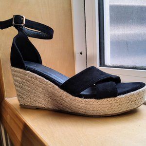 Criss Cross Espadrille Platform Wedge Sandals with Ankle Strap